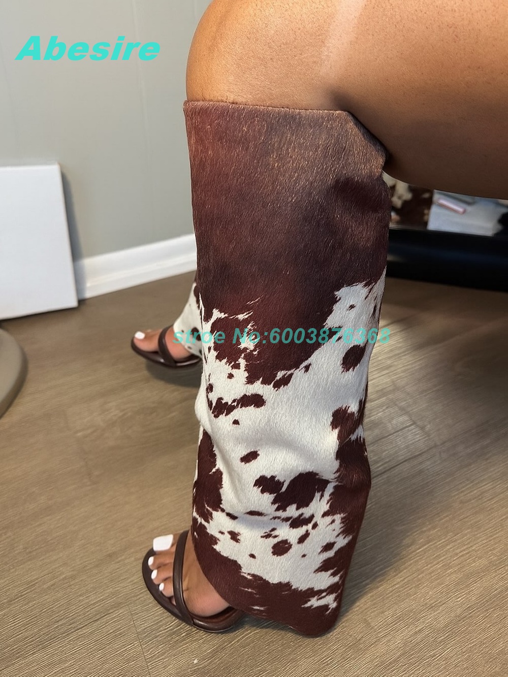 Women Shoes Boots - Sandales bottes en daim patchwork à