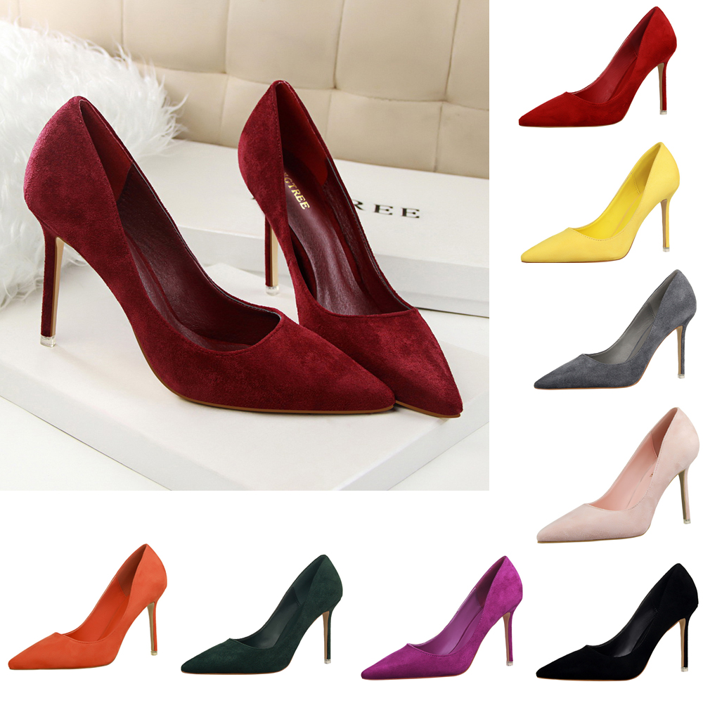 Court Heel Pointed - Escarpins Classiques en Daim à Talons