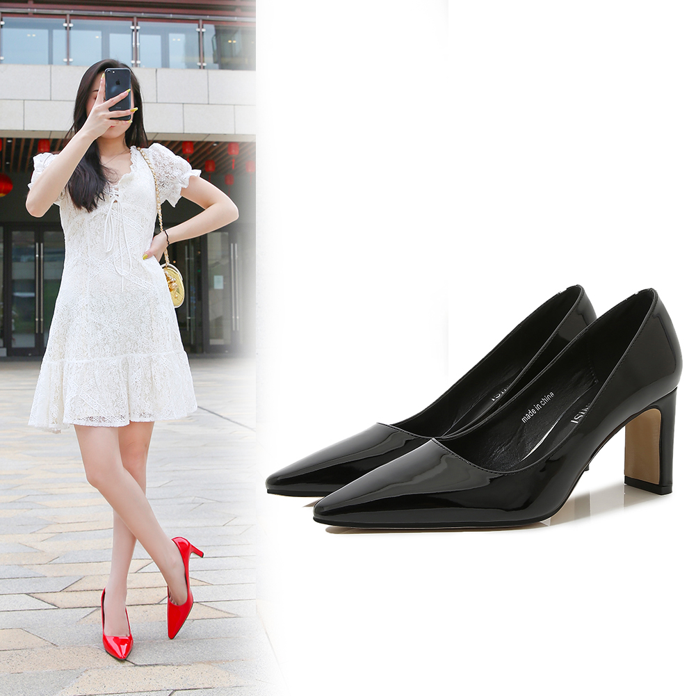 Court Heel Pointed - Escarpins sexy en cuir verni rouge