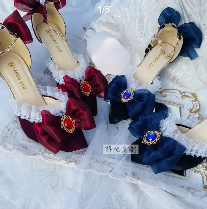 Court Heel Pointed - Chaussures Lolita à talons hauts, sandales