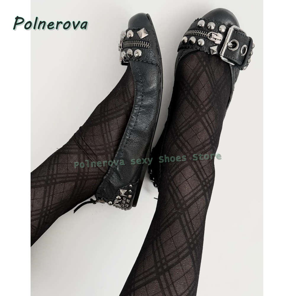 Shoes Women Pumps - Chaussures Mary Jane à boucle rivetée,