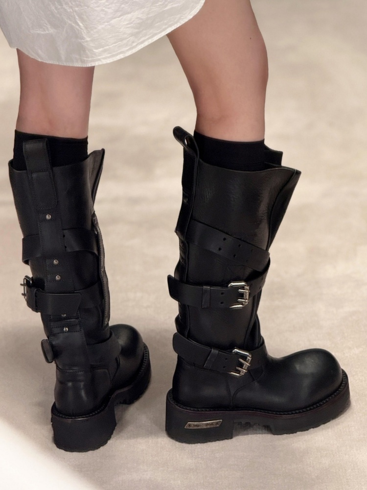 Women'S Shoes Paris - Bottes de moto en cuir noir