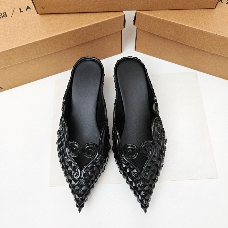 Court Heel Pointed - Chaussures pour femmes, pantoufles à talons