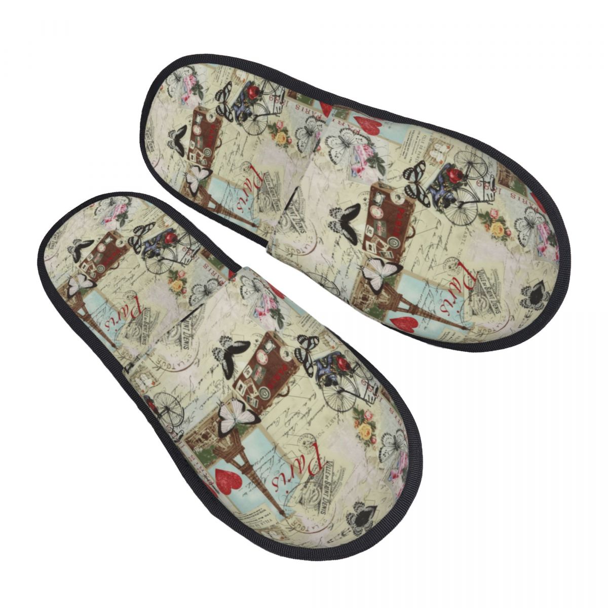 Women'S Shoes Paris - Pantoufles de maison avec impression personnalisée