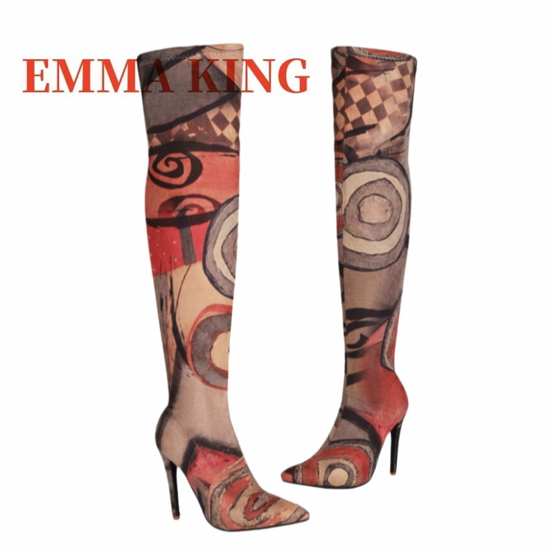 Bottes cuissardes imprimées po - Sock Boot Women avis et prix