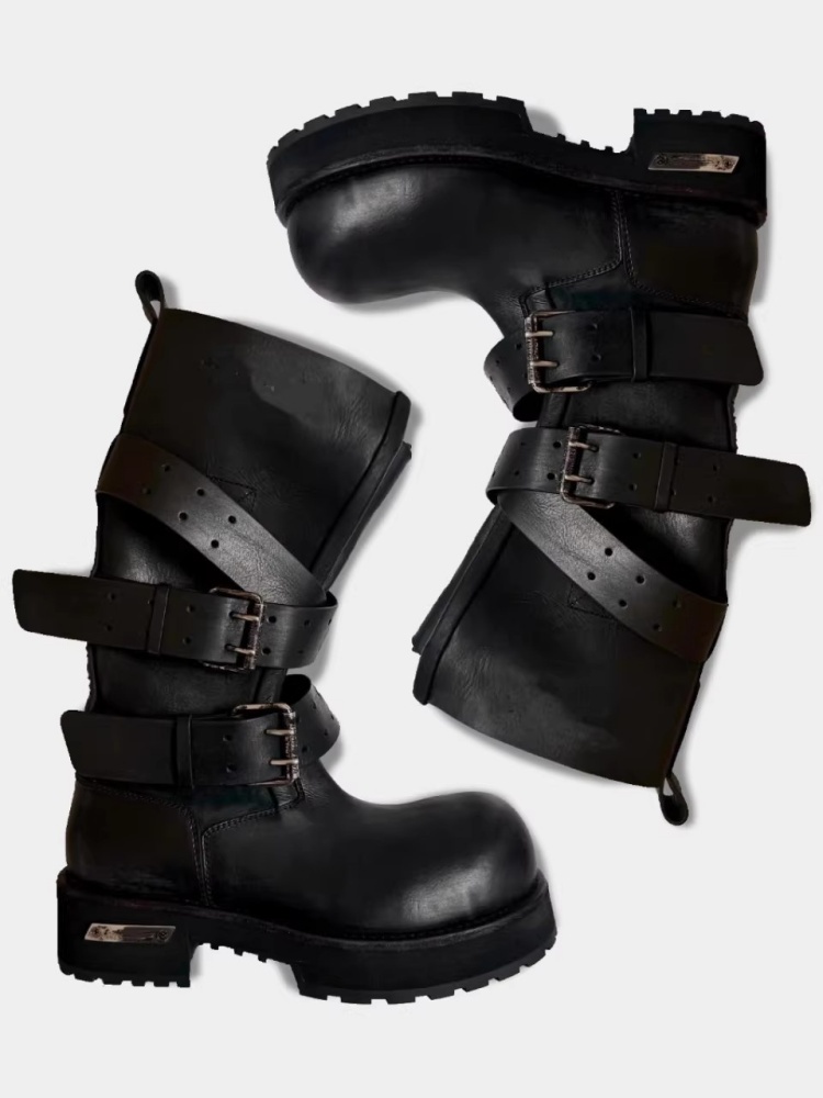 Bottes de moto en cuir noir av - Women'S Shoes Paris avis et prix